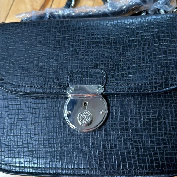 CXL by Christian Lacroix black faux alligator texture woven chain crossbody bag. - Picture 2 of 7